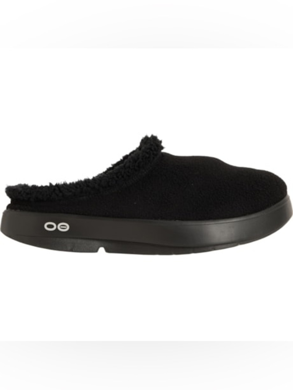 OOFOS OOcoozie Black Fleece Slip-on Clog Cushioned Recovery Shoe Womens Size 8.5